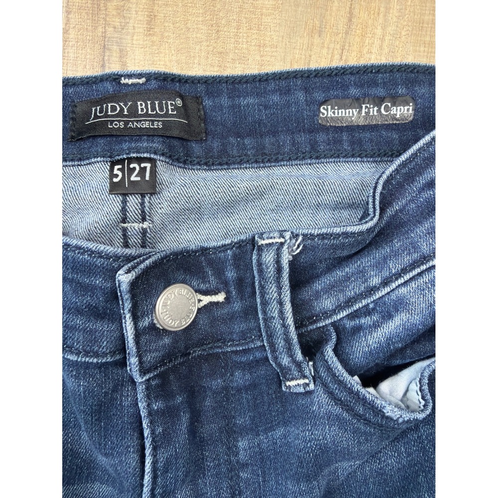 Judy Blue Skinny Fit Capri Jeans Dark Wash Stretch Denim Size 5 27 JB72121DK - Picture 2 of 9